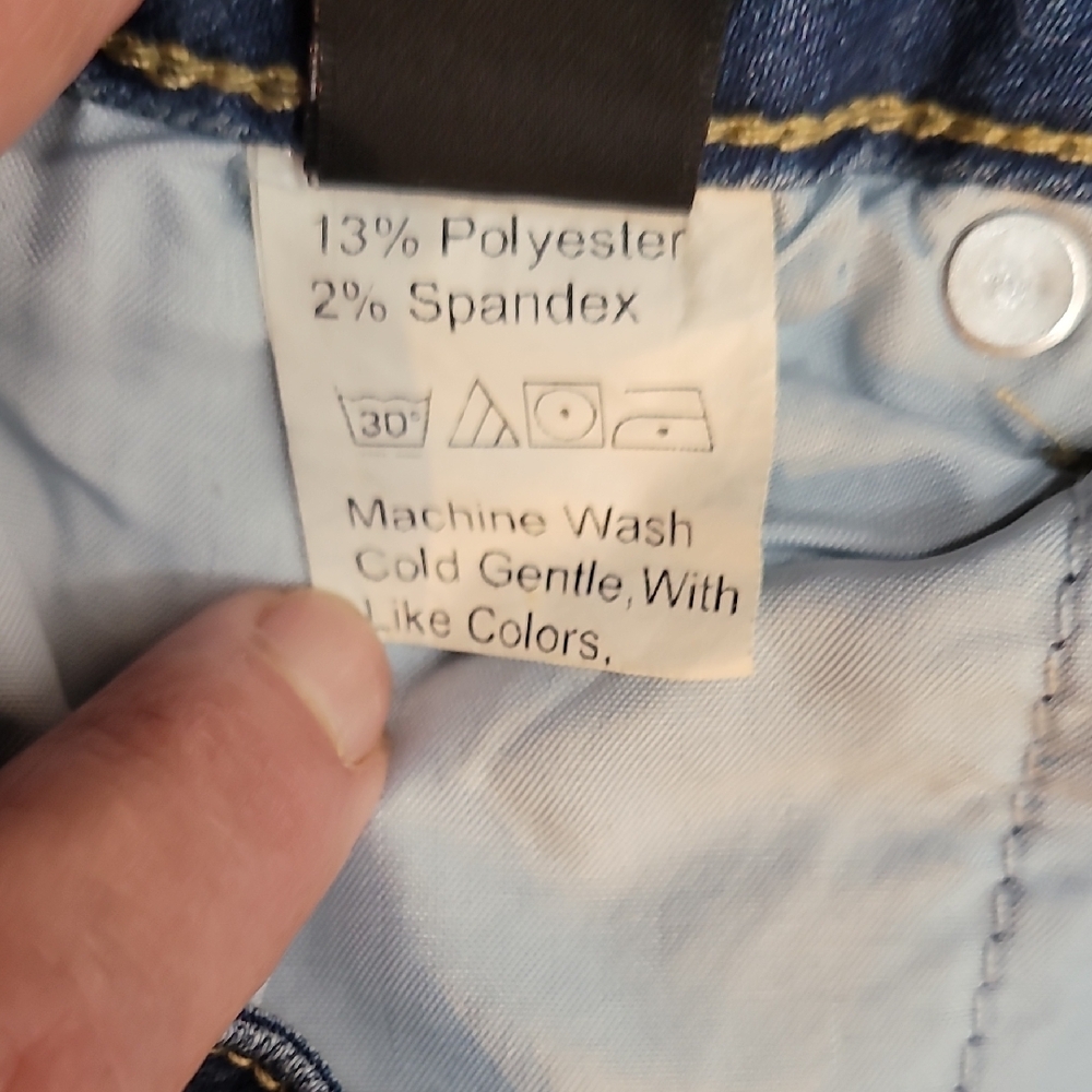 Blue Jean Shorts with Rolled Hems and Stretch - Picture 4 of 8